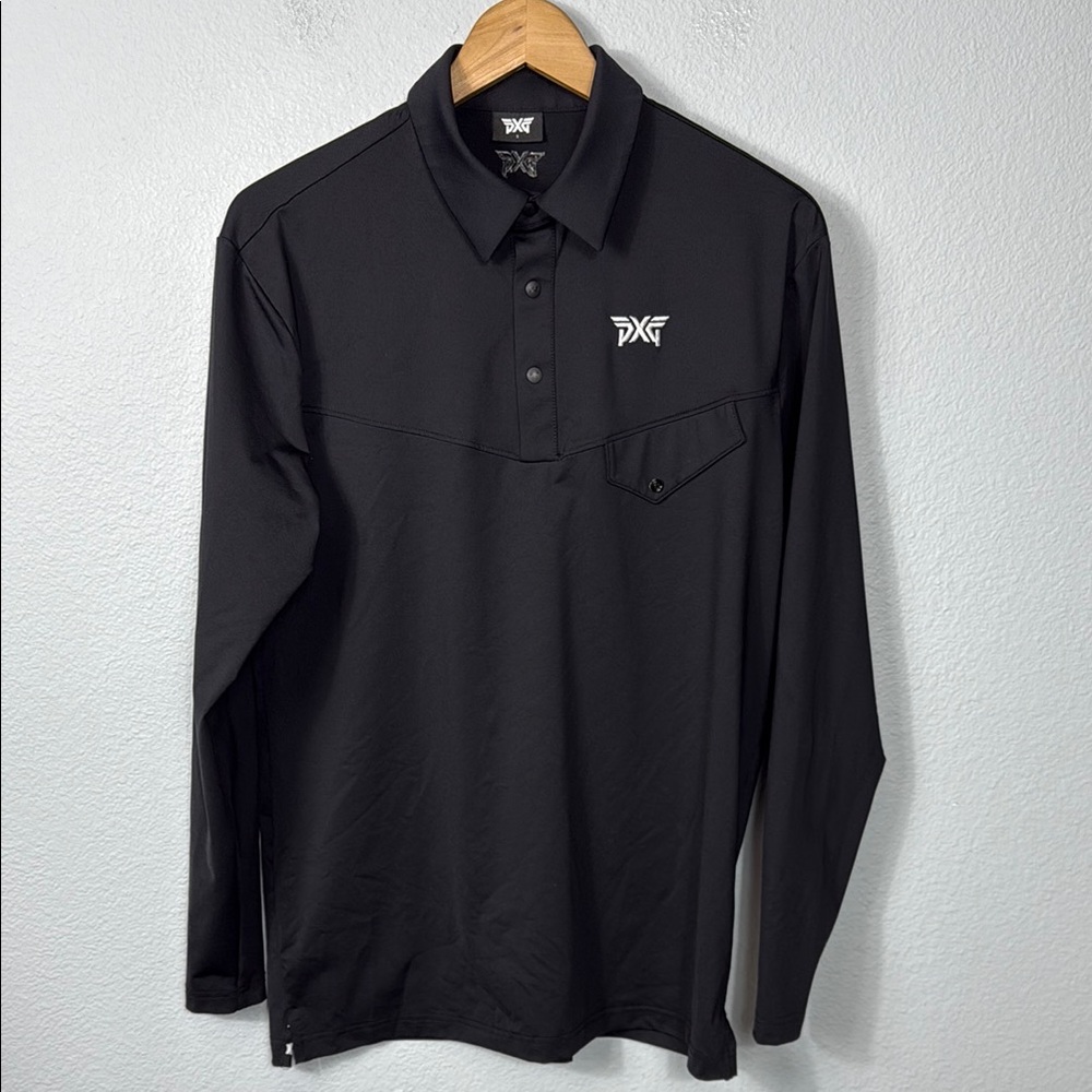 PXG Parsons Xtreme Golf‎ Men's Polo Black Long Sleeve Shirt